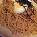 kiki102's cooksnap of when they made 大葉にんにく醤油で和風パスタ☆温泉卵のせ.
