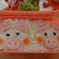 Nekozame's cooksnap of when they made キャラ弁♡簡単ぶたさん弁当.