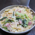 みそん01's cooksnap of when they made 簡単☆小松菜とソーセージのクリームパスタ.