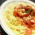 キョク's cooksnap of when they made エビのにんにくトマトパスタ.