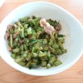 Nekozame's cooksnap of when they made 【ご飯のおとも】大根の葉と豚肉の炒め物.