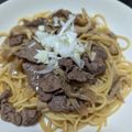料理初心者♫'s cooksnap of when they made 旦那も喜ぶ☆牛肉とキノコの和風パスタ.