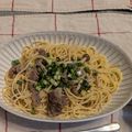 Iris77☆彡☆彡's cooksnap of when they made 旦那も喜ぶ☆牛肉とキノコの和風パスタ.
