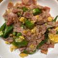 Tomi103's cooksnap of when they made オクラとベーコンの卵炒め.