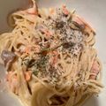クックHK7TLN☆'s cooksnap of when they made 鮭ときのこのクリームパスタ.