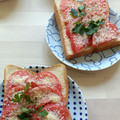 アクセル☆'s cooksnap of when they made トマトと粉チーズのガリマヨトースト.