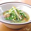 矢切のねぎちゃん's cooksnap of when they made パンと一緒に♪水菜の簡単スープ.