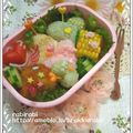 ＊ラビママ＊'s cooksnap of when they made キャラ弁★ハートのウエディング弁当.