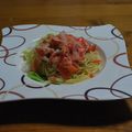 ぶみブンちゃん's cooksnap of when they made サーモンのカルパッチョの冷製パスタ.