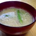 puniＫ's cooksnap of when they made アスパラとえのきとひき肉の味噌汁.