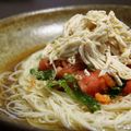 creo's cooksnap of when they made さっぱり鶏肉で♪しそトマトそうめん.
