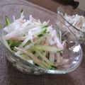 チョビ～☆'s cooksnap of when they made 魚肉ソーセージ＆大根＆きゅうりの千切り.