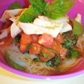 babyy's cooksnap of when they made さっぱり鶏肉で♪しそトマトそうめん.