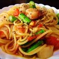 鮎子さん's cooksnap of when they made 帆立とアスパラのフレッシュトマトパスタ.