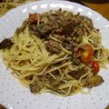 しょこLove's cooksnap of when they made ミニトマトとナスたっぷりミートパスタ.