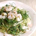 るるおか's cooksnap of when they made おかひじきとエビ、アンチョビのスパゲティ.