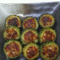 ちはちゃん翔ママ's cooksnap of when they made 穴につめつめ！ゴーヤの肉詰めロースト.