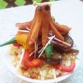 Littleちっく's cooksnap of when they made 焼き肉のたれで夏野菜丼.