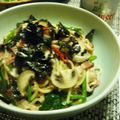 サンデーランチ's cooksnap of when they made ベーコンときのこの和風スパゲティー.