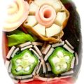＊ラビママ＊'s cooksnap of when they made キャラ弁に✿オクラto魚ニソde花火✿.