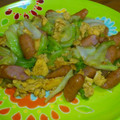 papakong's cooksnap of when they made ソーセージとキャベツの卵炒め中華風.
