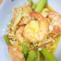 カモテン♪'s cooksnap of when they made えびとアスパラのトマト卵炒め.