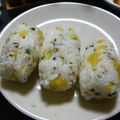 ゆいランラン's cooksnap of when they made 青じそとたくあんのおにぎり.