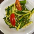 ★みーちゃん♪'s cooksnap of when they made ♪きゅうりトマトオクラ茗荷のごま油和え♪.