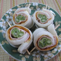 くらら♪☆'s cooksnap of when they made □ちくわﾊﾑいんげんのくるくるﾏﾖ巻き□.