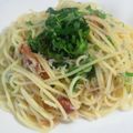 Mike929's cooksnap of when they made 大葉としらすと梅の和風スパゲッティー.