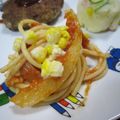 JUNSEIママ's cooksnap of when they made 魚肉ソで♡甘旨コーンのトマトスパ.