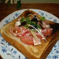 クレイプメートル's cooksnap of when they made ハムとトマトのトースト　梅ワサビ風味.