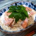 ★みさきんぐ★'s cooksnap of when they made 鮭と三つ葉のクリームパスタ.