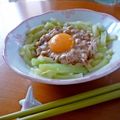 kurukurumin's cooksnap of when they made 茄子そうめんと納豆のつるりん玉子かけご飯.
