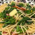 ＋あゆあゆ＋'s cooksnap of when they made 菜の花とベーコンのペペロンチーノ風パスタ.
