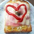 かめ凜's cooksnap of when they made 卵サラダとベーコンチーズのトースト.