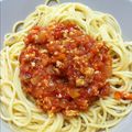 Beccabeach's cooksnap of when they made ★鶏ミンチで作る簡単ミートスパゲッティ★.