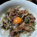 ☆百花☆ママ's cooksnap of when they made 肉にらもやしの月見丼.