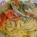 ange216's cooksnap of when they made あおさとソーセージの豆乳クリームパスタ.
