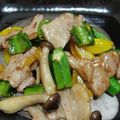 孤独なさぼてん's cooksnap of when they made 豚肉とオクラ椎茸の炒め物.