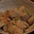ウシ美's cooksnap of when they made 里芋空豆の明太マヨ和え.