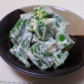 musasabict's cooksnap of when they made ☺オクラのワサマヨ和え☺.