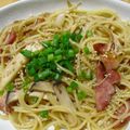 チヒナコ's cooksnap of when they made きのことベーコンのパスタ。.