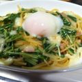 amiyuiママ's cooksnap of when they made 水菜と卵のパスタ.