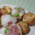 君HAPPY's cooksnap of when they made ベーコンとグリーンピースのチーズおにぎり.