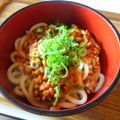 ＰＥＫＯＲＹ's cooksnap of when they made 釜玉風納豆うどん.