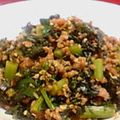 ゆきぽっぽ's cooksnap of when they made 大根の葉とひき肉のピリ辛炒め.