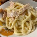 かな☆'s cooksnap of when they made 簡単！ハムと牛乳でカルボナーラうどん.