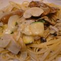 dorariko's cooksnap of when they made ズッキーニ･シメジ･海老のクリームパスタ.