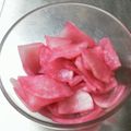 ぐっちょん☆'s cooksnap of when they made ピンク色♪大根の梅酢漬け.